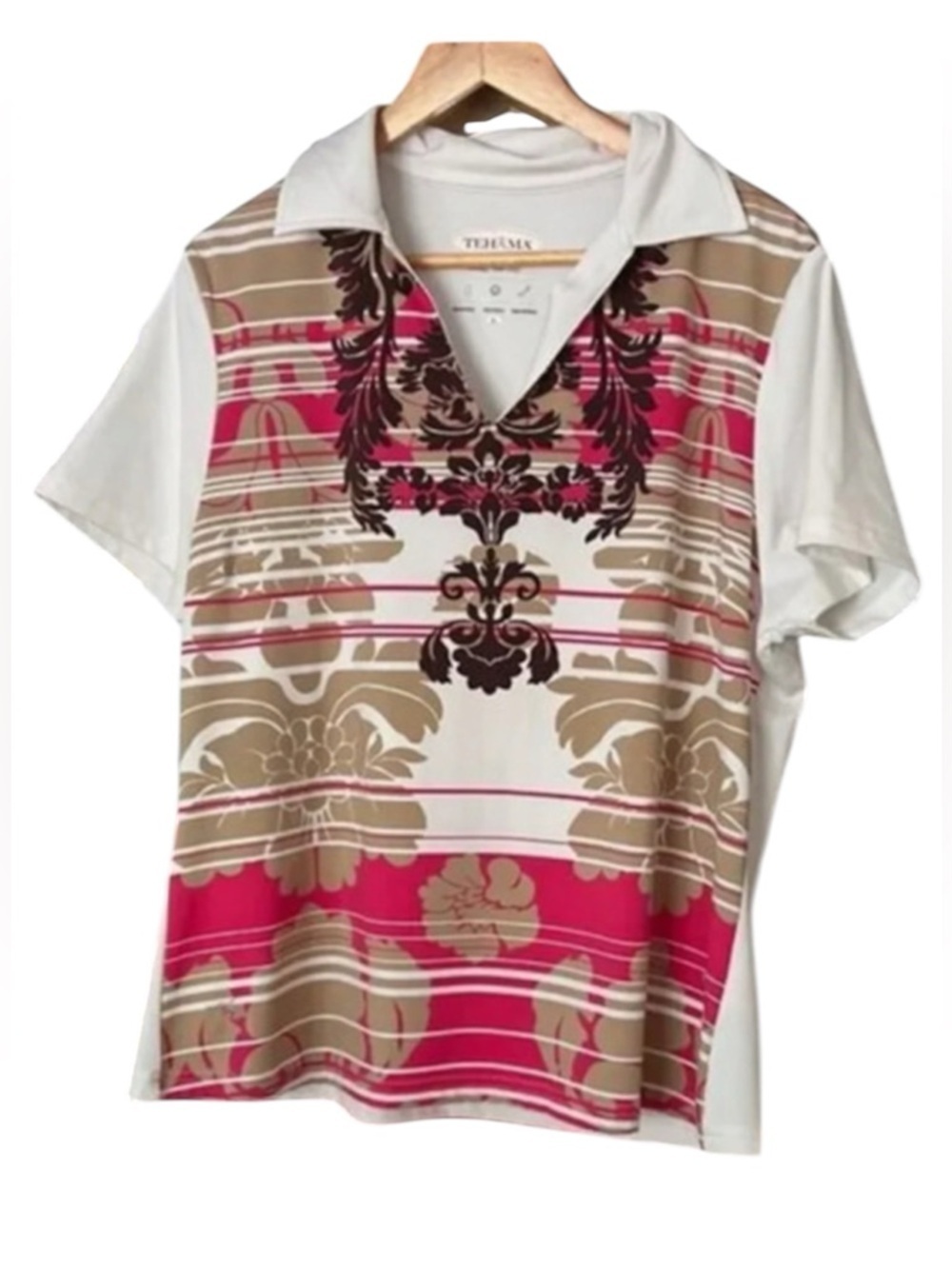 Tehama V Neck Golf Polo Top Size XL